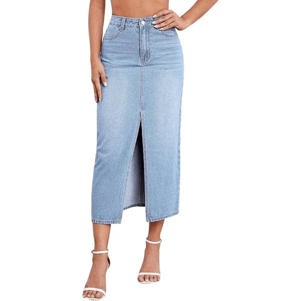 Universal Thread MIDI Front slit denim jean skirt